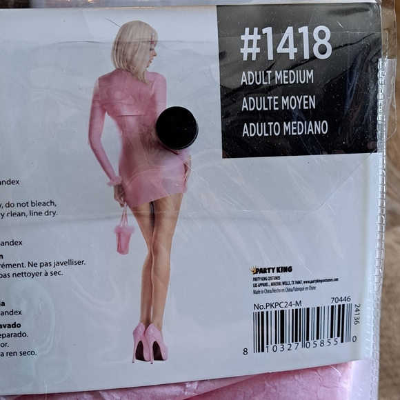 Adult Halloween Costume Y2K Pink Mini Dress Sz Medium NWT - Picture 9 of 11